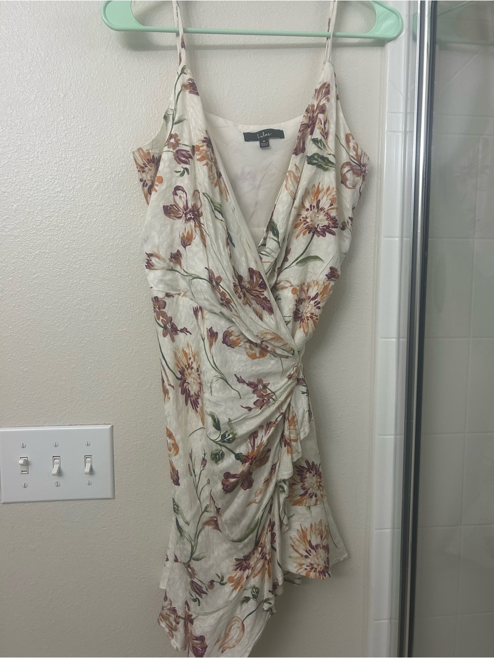 Lulu’s Floral Wrap Midi Dress - Cream with Mauve & Mustard Floral Print